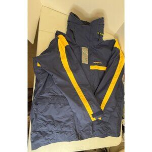 Henri Lloyd TP1 Sailing Jacket 2XL Mens Hard Shell Waterproof Hood Blue Yellow